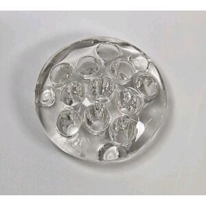 Vintage Clear Glass Floral Frog 3" 11 Holes Footed Dome Shape